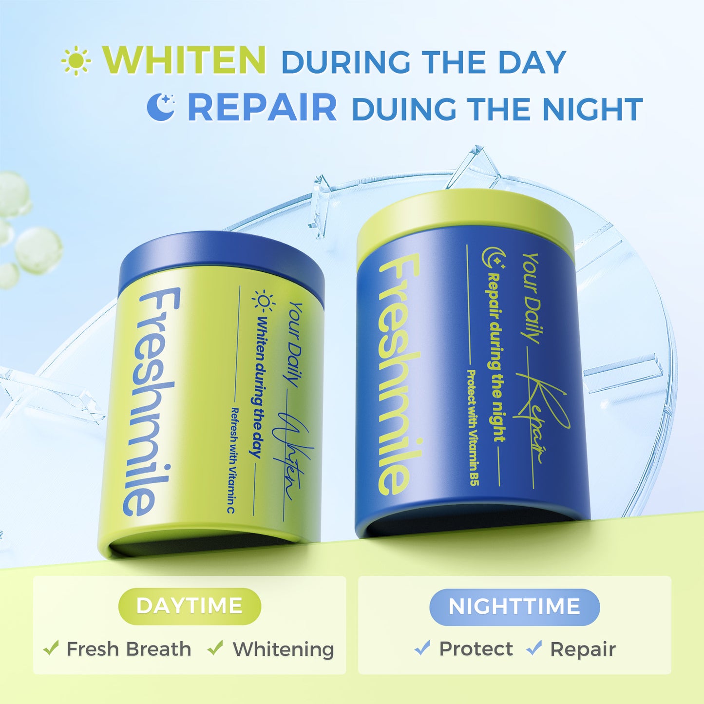 Viên làm thơm miệng Freshmile, Trị hôi miệng cho người lớn, Bộ phục hồi răng với Nano-Hydroxyapatite (NHA) (180 viên)